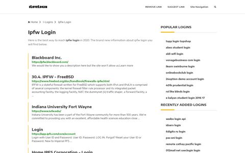 Ipfw Login ❤️ One Click Access - iLoveLogin