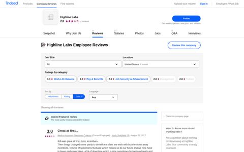 Working at Highline Labs: Employee Reviews | Indeed.com