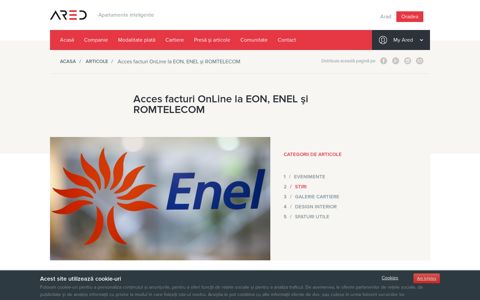 Acces facturi OnLine la EON, ENEL şi ROMTELECOM - Ared