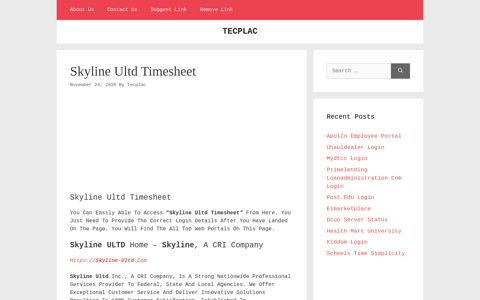 Skyline Ultd Timesheet | TECPLAC - login portals | tecplac