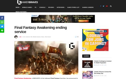 Final Fantasy Awakening ending service - GamerBraves