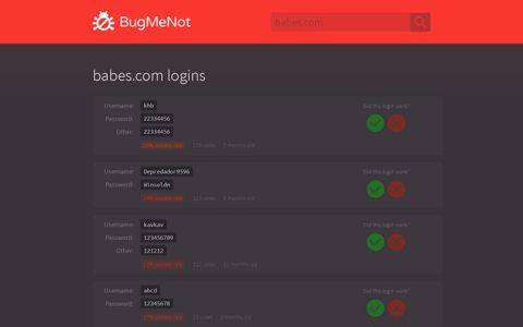 babes.com logins - BugMeNot