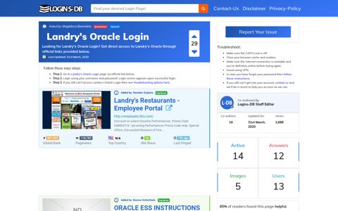 Landry's Oracle Login - Logins-DB