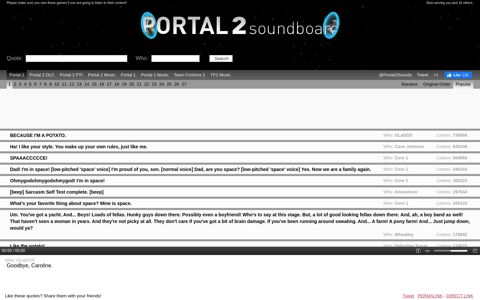 GLaDOS: Goodbye, Caroline. - Portal 2 Sounds