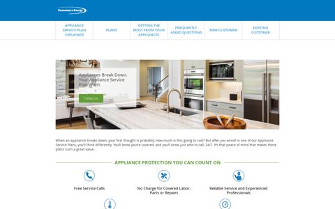 Appliance Service Plan | Consumers Energy