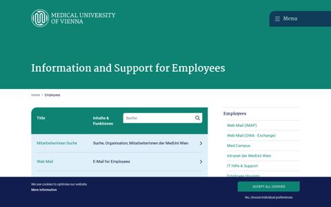 Information and Support for Employees - MedUni Wien