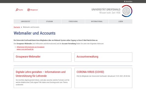 Webmailer - Universität Greifswald