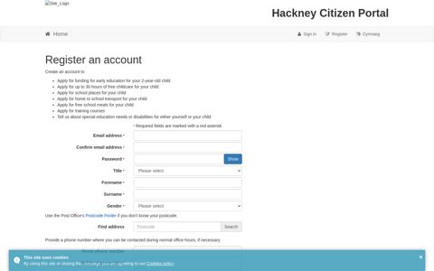 Citizen Portal - Register an account