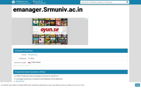 ▷ emanager.Srmuniv.ac.in Website statistics and traffic ...