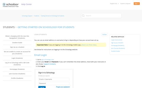 Login (Students) – Schoology Support