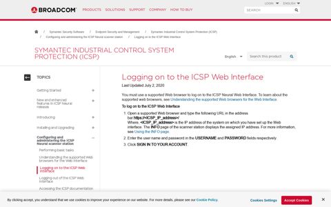 Logging on to the ICSP Web Interface - Broadcom TechDocs