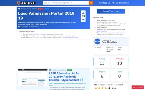 Lasu Admission Portal 2018 19