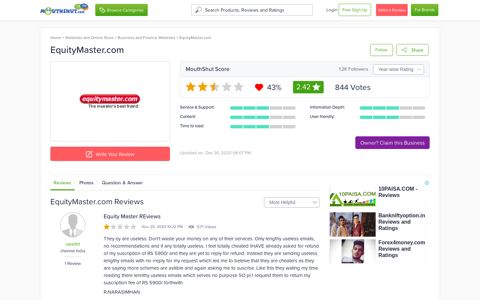 EQUITYMASTER.COM - Reviews | online | Ratings | Free