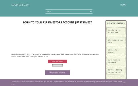 Login to Your P2P Investors Account | FAST INVEST - General ...