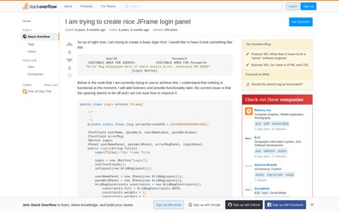 I am trying to create nice JFrame login panel - Stack Overflow