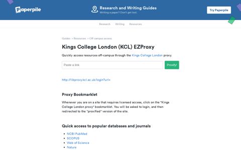 Off-Campus Access @ Kings College London - Paperpile