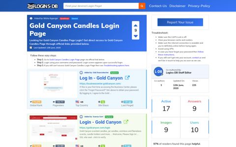 Gold Canyon Candles Login Page - Logins-DB