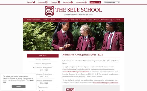Admission Arrangements 2021 - 2022 - The Sele School