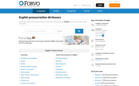 the pronunciation dictionary. All the words in the world ... - Forvo