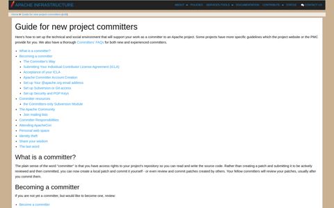 Guide for new project committers - Apache Infrastructure