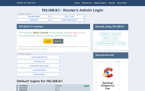 192.168.8.1 - Router's Admin Login - Know My Router