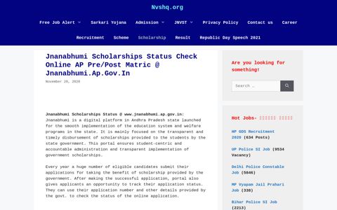 Jnanabhumi Scholarships Status: AP Pre/Post Matric ...