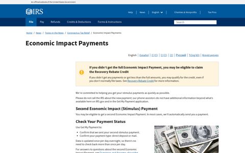 Economic Impact Payments | Internal Revenue Service