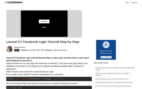 Laravel 5.7 Facebook Login Tutorial Step by Step - CoderMen