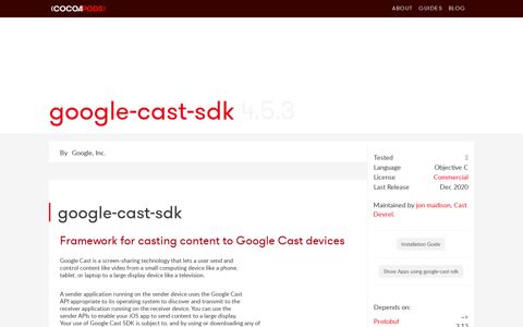 google-cast-sdk on CocoaPods.org