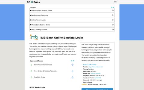 IMB Bank Online Banking Login - CC Bank