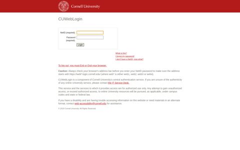 Cornell University Web Login