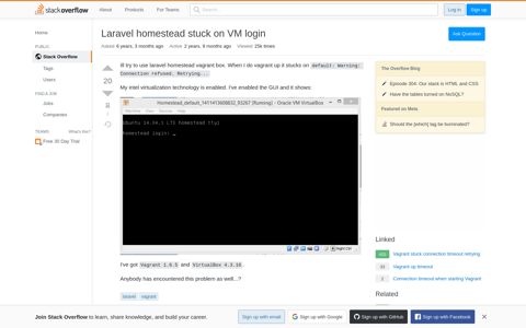 Laravel homestead stuck on VM login - Stack Overflow