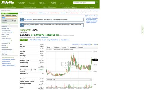 ESNC | Stock Snapshot - Fidelity