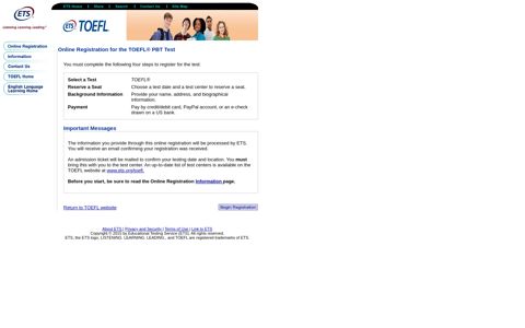 TOEFL Registration: Online Registration - ETS