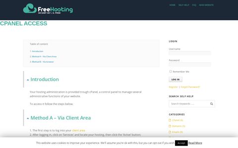 cPanel access - Freehosting.host Help