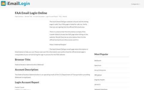 FAA Email Login Page URL 2020 | iEmailLogin