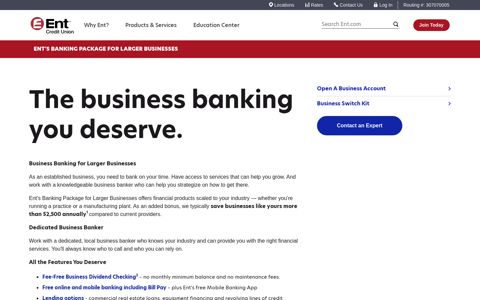 Ent's Banking Package for Larger Businesses | Ent Credit Union