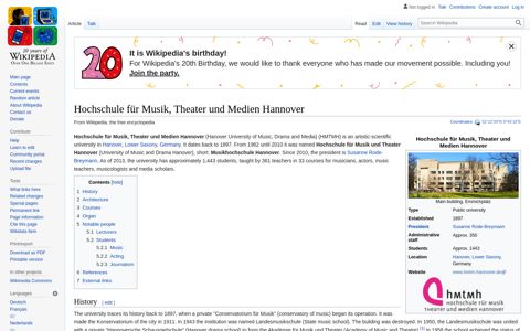 Hochschule für Musik, Theater und Medien ... - Wikipedia