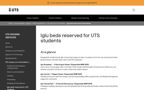 Iglu beds reserved for UTS students | University of Technology ...