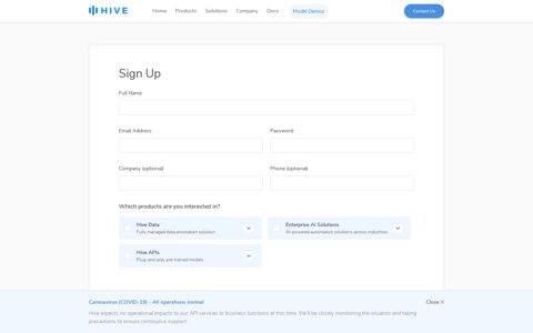 Sign Up | Hive