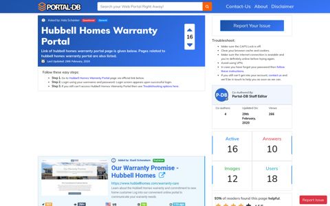 Hubbell Homes Warranty Portal