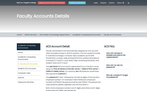 Faculty ACE Accounts - ELAC