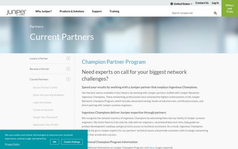 Champion Partner Program - Juniper Networks