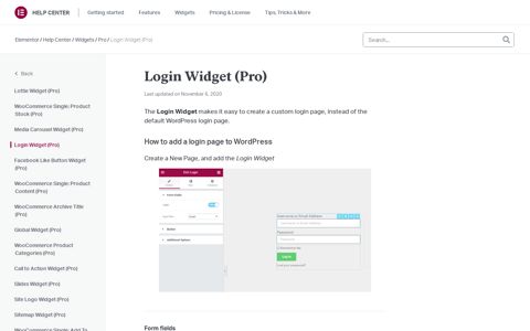 Login Widget (Pro) | Elementor