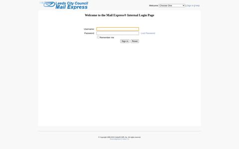 the Mail Express® Internal Login Page