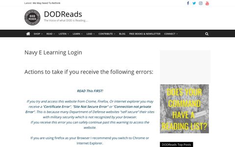Navy E Learning Login (verified Nov 2020) | DODReads