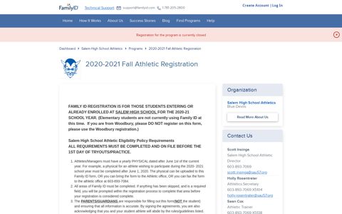 2020-2021 Fall Athletic Registration | FamilyID