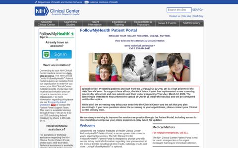 FollowMyHealth Patient Portal - NIH Clinical Center