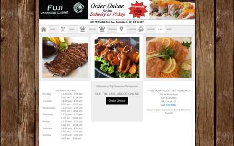 Fuji Japanese Restaurant| San Francisco, CA 94127 | Menu ...