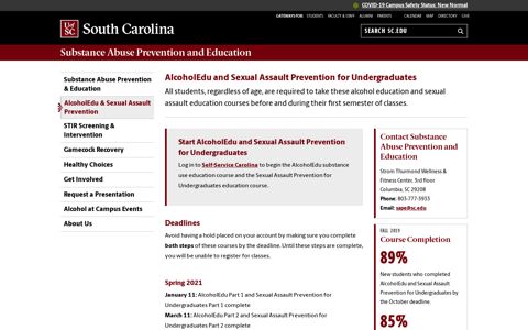 AlcoholEdu and Sexual Assault Prevention for Undergraduates